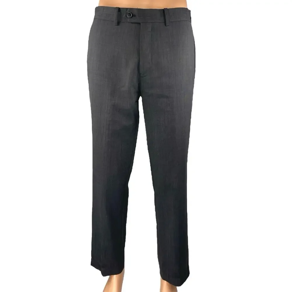 Bar III 100% Wool Men's Black Slim Fit Straight Leg Trousers Dress Pants Size 32